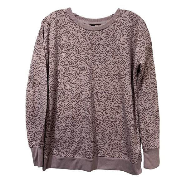 Mondetta Women's Small Lavender Lilac Leopard Print Sweatshirt Pullover Top O2 - Picture 4 of 7